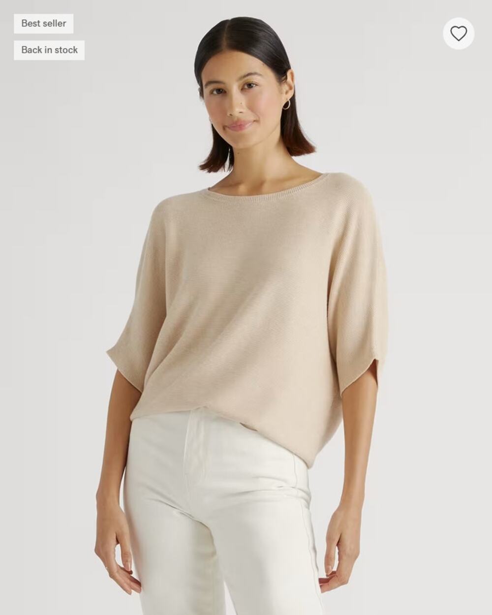 Quince Cotton Cashmere Link Stitch Dolman Sweater XL NWT